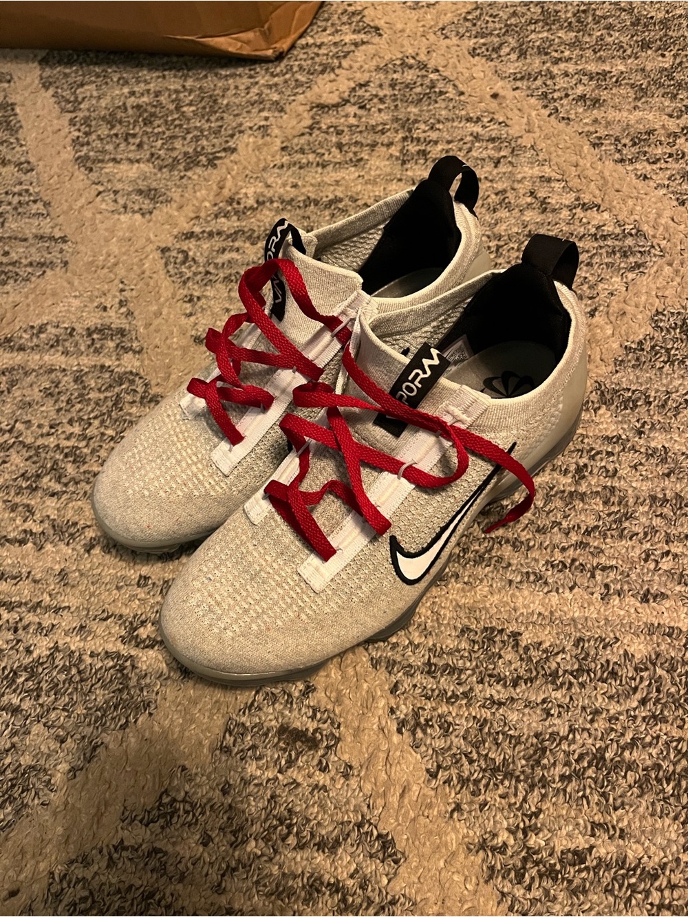 Nike Kids White Sneakers with Red Laces